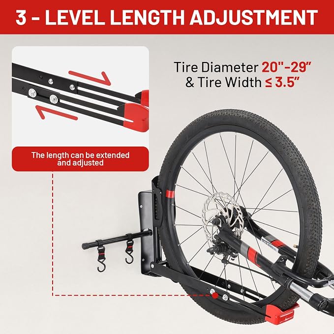 Bike Wall Mount Rack Adjustable & Foldable Garage Bike Rack - Image 3
