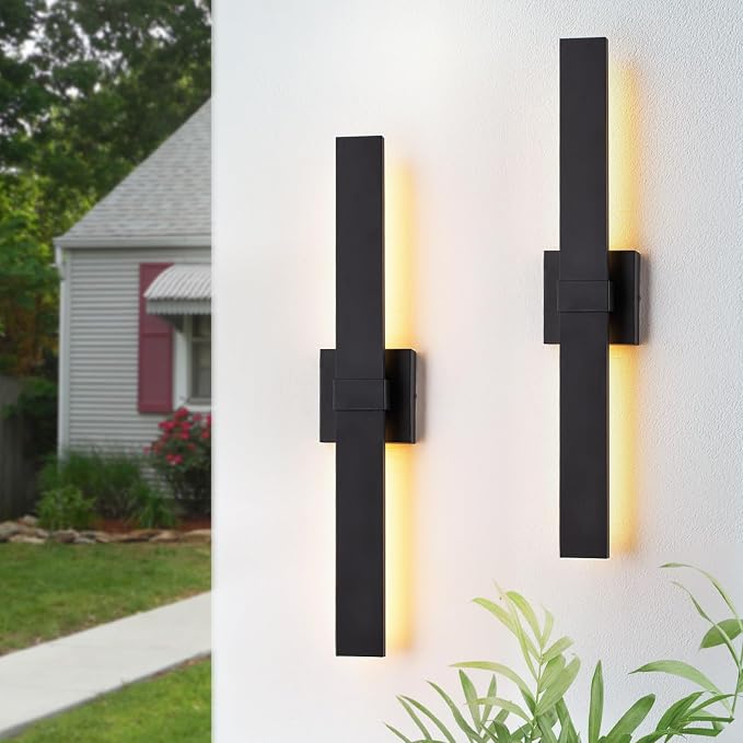 2-Pack Modern Outdoor Wall Light Exterior Black LED Patio Wall Light Fixture by Zicbol