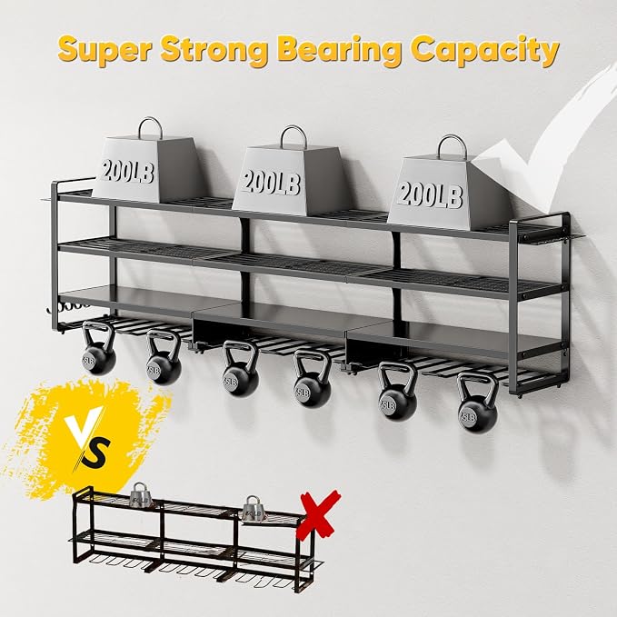 49" W Large Power Tool Organizer Wall Mount Loads 600 lbs, Heavy Duty 4-Tier 12 - Image 4