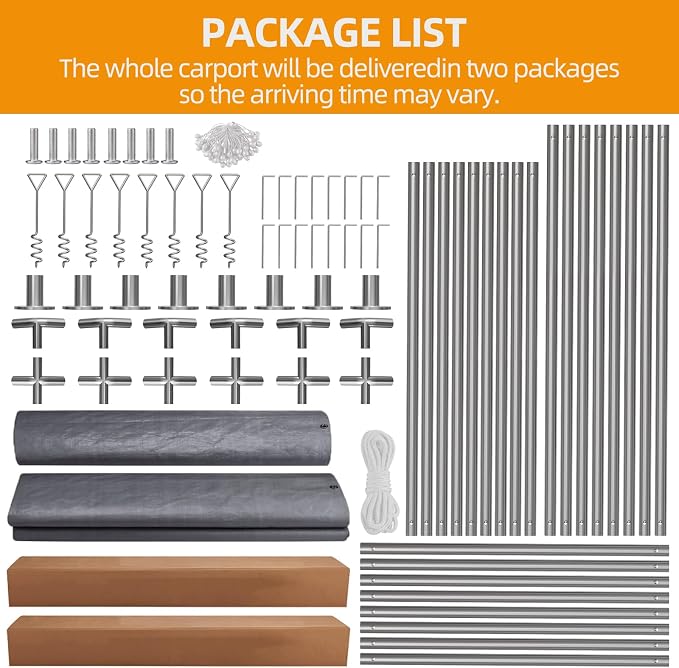 10x20FT Portable Garage, Galvanized Frame & 180 g PE Waterproof Canopy - Image 7