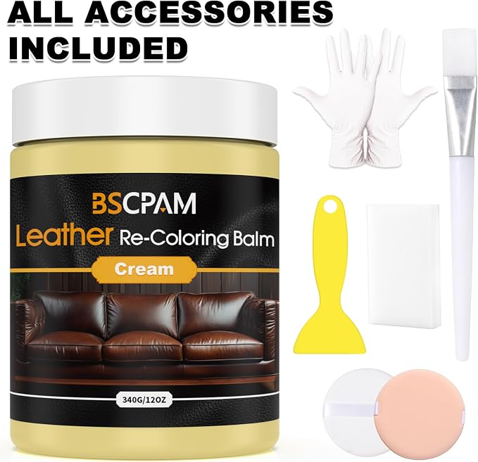 Cream White Leather Recoloring Balm, 12oz Leather Color Restorer - Image 7