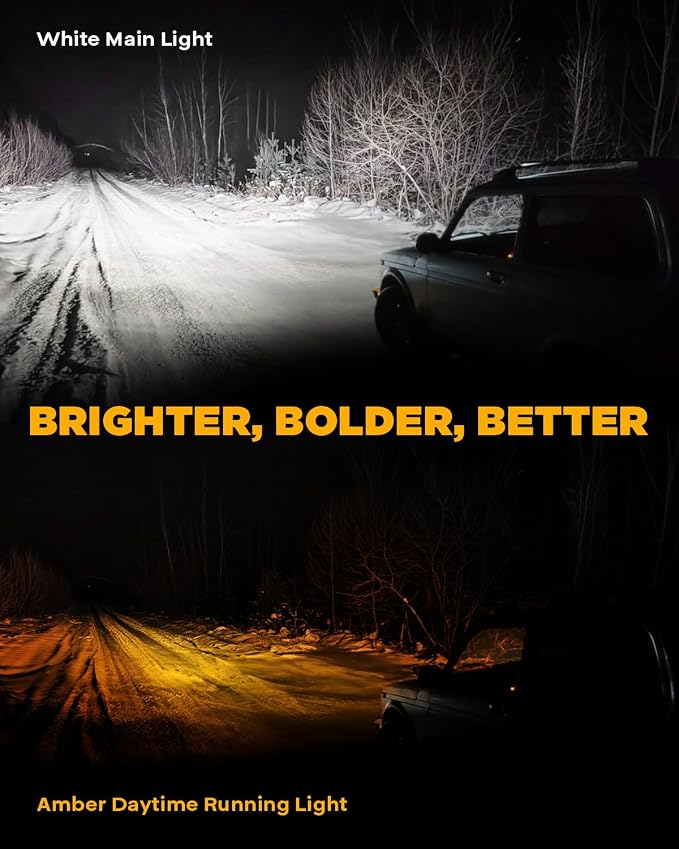 Auxbeam V-Ultra Series 7 Inch Round Off-Road Lights, Amber DRL Light Bar - Image 3