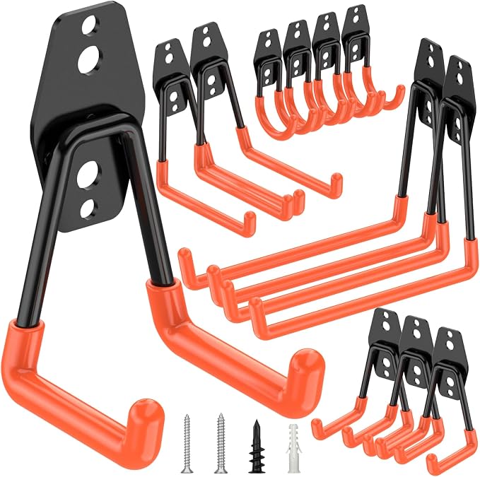 TICONN 12 Pack Heavy Duty Garage Hooks, Steel Utility Wall Storage Hooks by TICONN