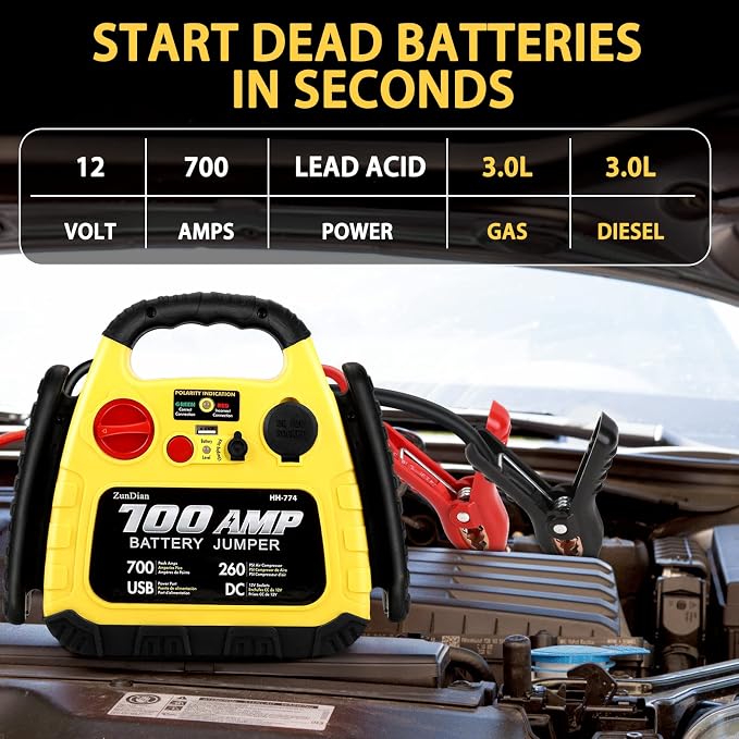 Jump Starter with Air Compressor 260PSI, 1000A Portable Car Jump Starter - Image 3