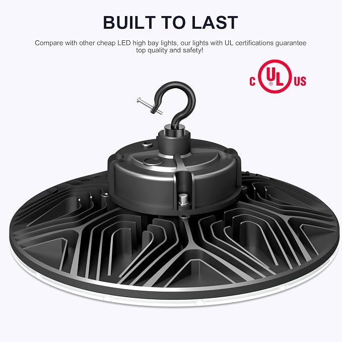 150W UFO-LED-High-Bay-Light, UL & DLC Listed 5000K Daylight 21000LM, 0-10V - Image 5