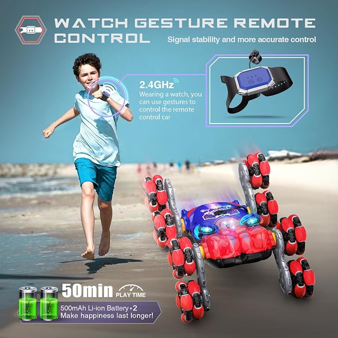 Remote Control Car, 8WD Gesture Sensing RC Car, 2.4GHz RC Stunt Cars Boys Toys - Image 4
