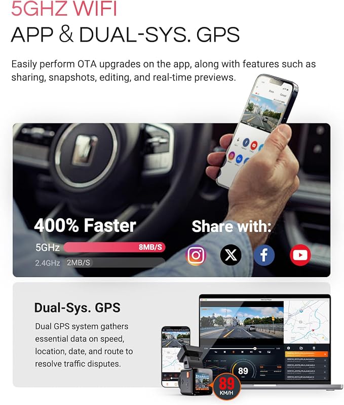 Vantrue E1 Pro 4K Mini Dash Cam Front, STARVIS 2 PlatePix HDR Night Vision Car - Image 5