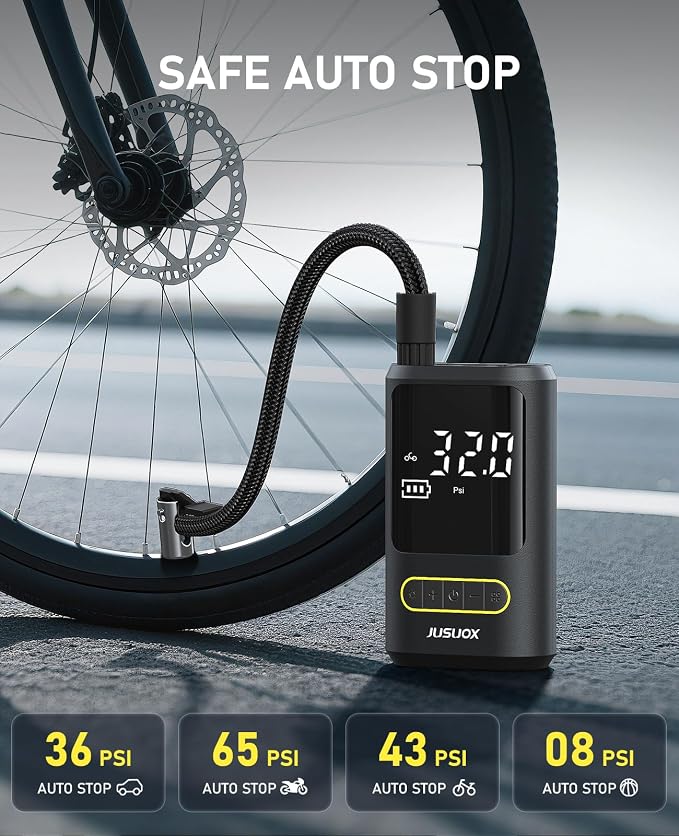 Tire Inflator Portable Air Compressor, Electric Bike Pump - Image 3