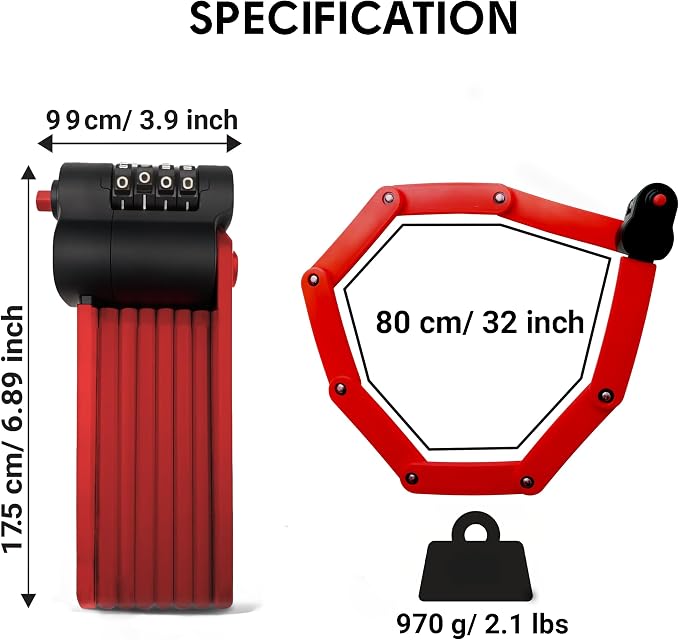 Foldable Combination Bike Lock | 4-Digit Anti-Theft, Heavy-Duty FortiCore™ - Image 5