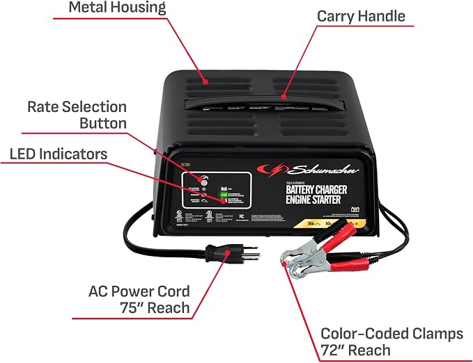 Schumacher Electric 50A 12V Car Battery Charger, Engine Starter & Maintainer - Image 6
