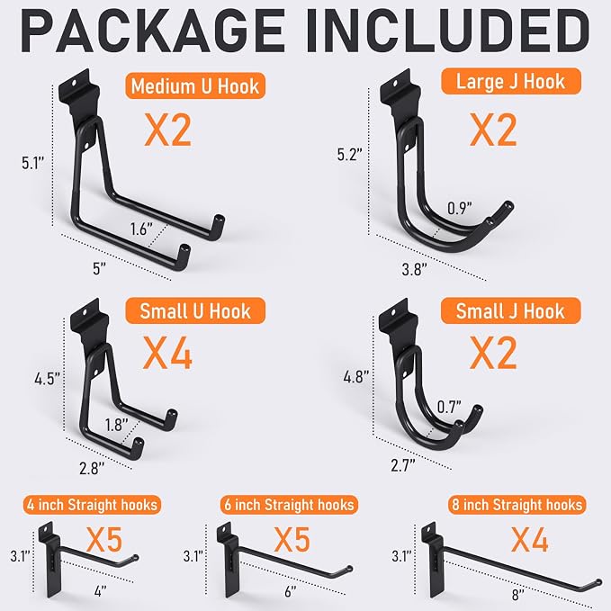 INCLY 24 Pack Heavy Duty Slatwall Hooks, Slat Wall Hanging Hooks and Hangers - Image 2