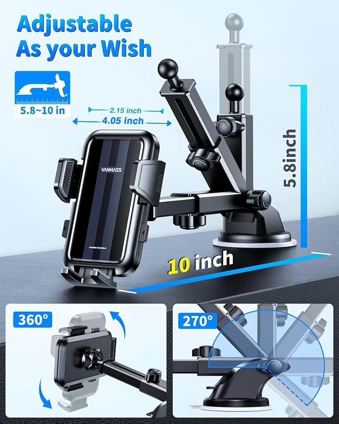 VANMASS 2025 Upgraded Car Phone Mount, Patent Safety Cell Phone Mount - Image 8