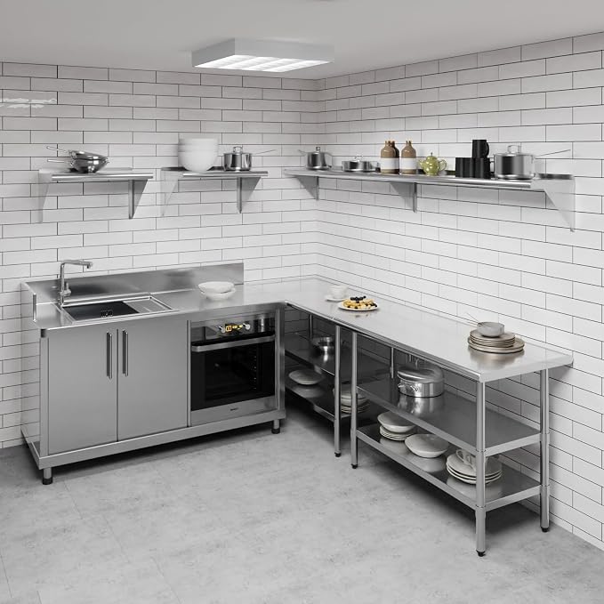 AmGood 96" Long X 12" Deep Stainless Steel Wall Shelf | NSF Certified | - Image 2