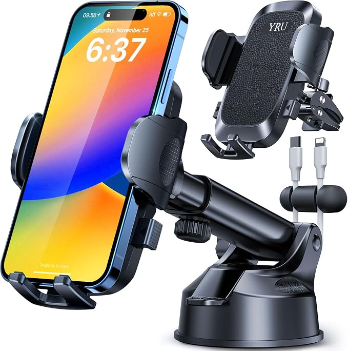 YRU Car Phone Holder Mount, Dashboard Cell Phone Holder by YRU2025ProCarMount
