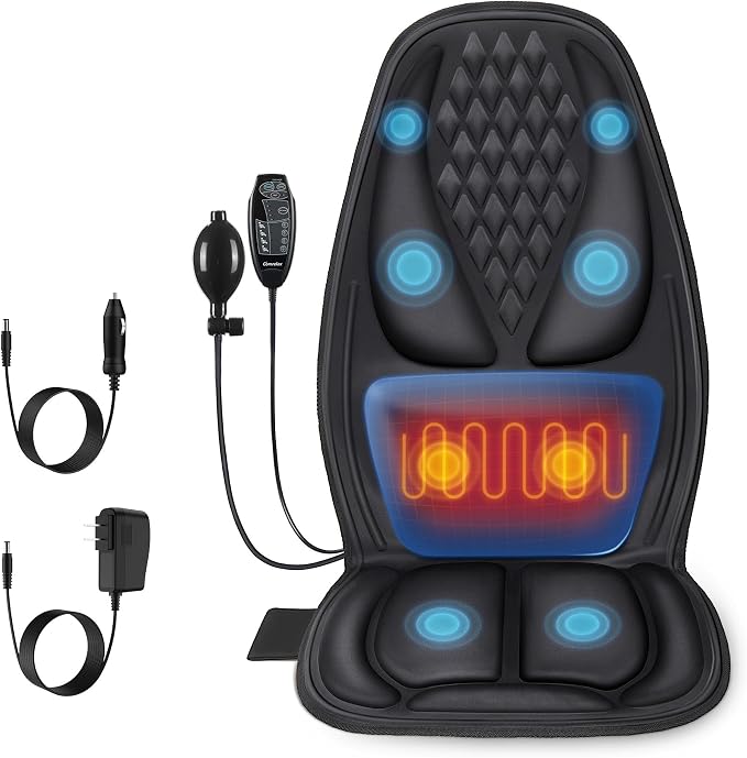 Back Massager with Heat, Massage Seat Cushion with 3D Lumbar Traction, 8 by COMRELAX