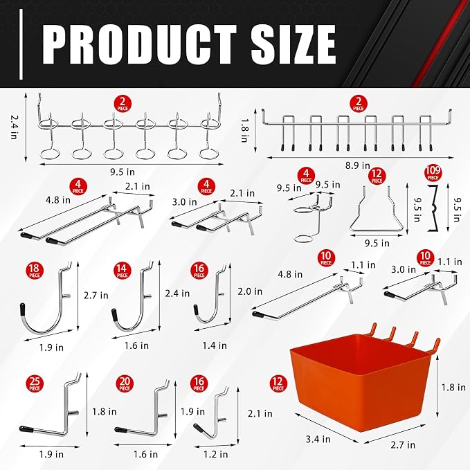 C&T 278 Piece Pegboard Hooks Assortment Kit, Pegboard Accessories Organizer Set - Image 3