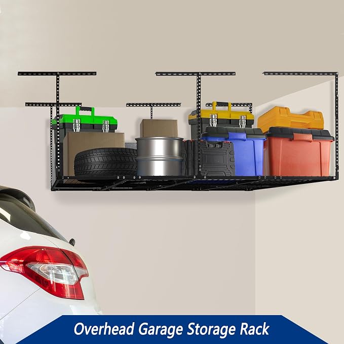 3 x 8FT Overhead Garage Storage Rack, Adjustable Ceiling Storage Racks - Image 3