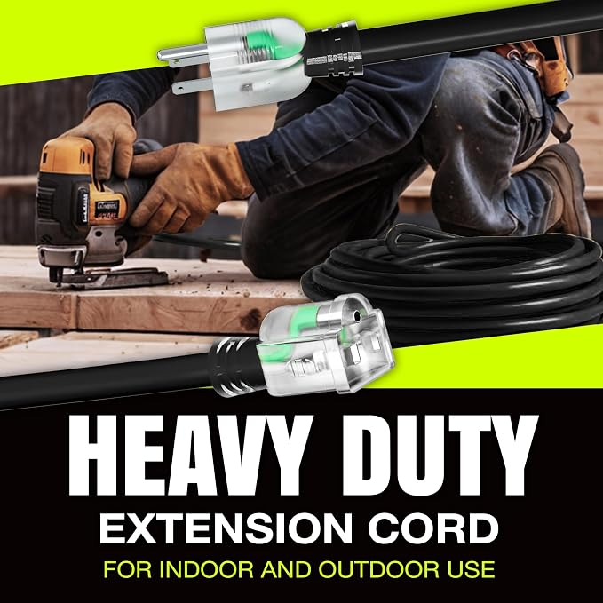 100ft Outdoor/Indoor Extension Cord 10/3 Gauge Ultra Heavy Duty 3 Prong SJTW - Image 7