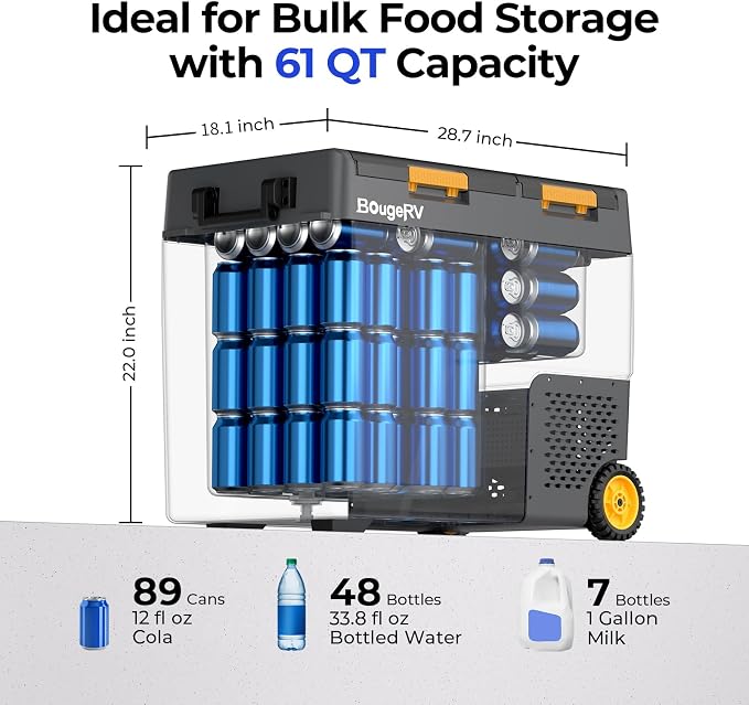 BougeRV 12 Volt Car Refrigerator, CRD2 61 Quart Portable Fridge Freezer - Image 2