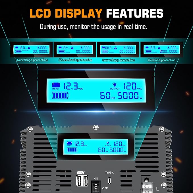 5000 Watt Power Inverter 12V DC to 110V 120V Converter - Image 4