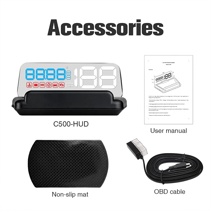 Heads up Display for Cars, C500 Car Digital GPS Speedometer, Stereo Projecting - Image 9