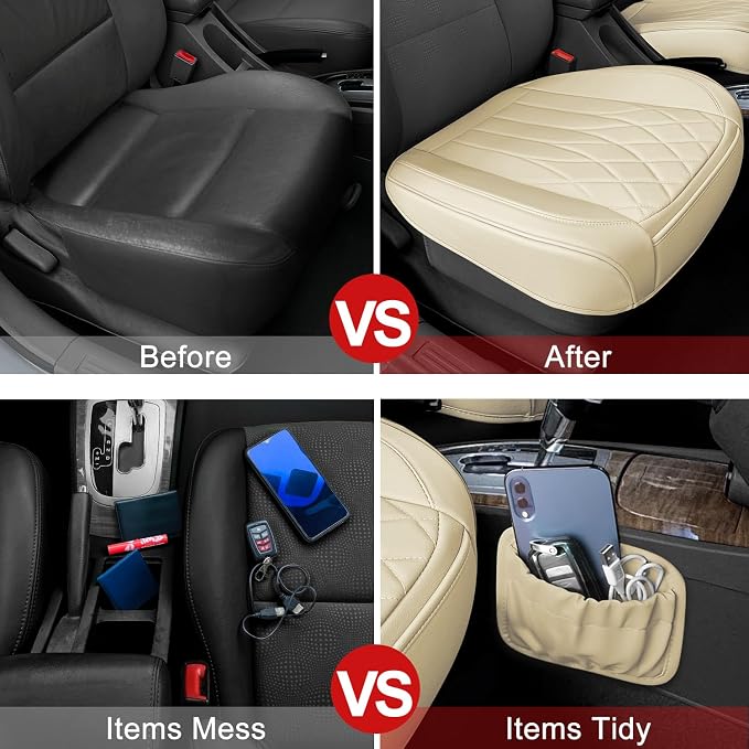 2 Pack Leather Front Car Seat Cover Bottom Car Seat, Universal Anti-Slip Driver - Image 5