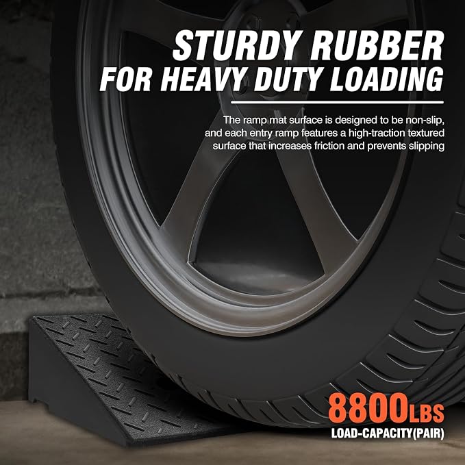 DNA MOTORING 2pcs 4.3" Rise Rubber Curb Ramp Heavy Duty Loading Driveway Ramp - Image 3