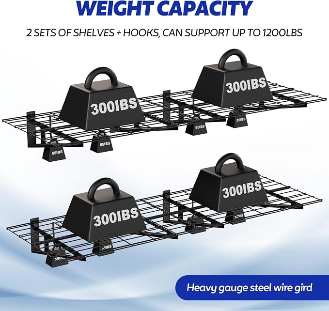 2-Pack Garage Wall Shelving, 2x6 FT Garage Shelving Wall Mounted, Heavy Duty - Image 5