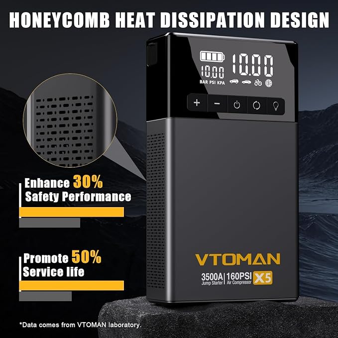 VTOMAN X5 Jump Starter with Air Compressor, 3500A Portable Car Battery Booster - Image 8