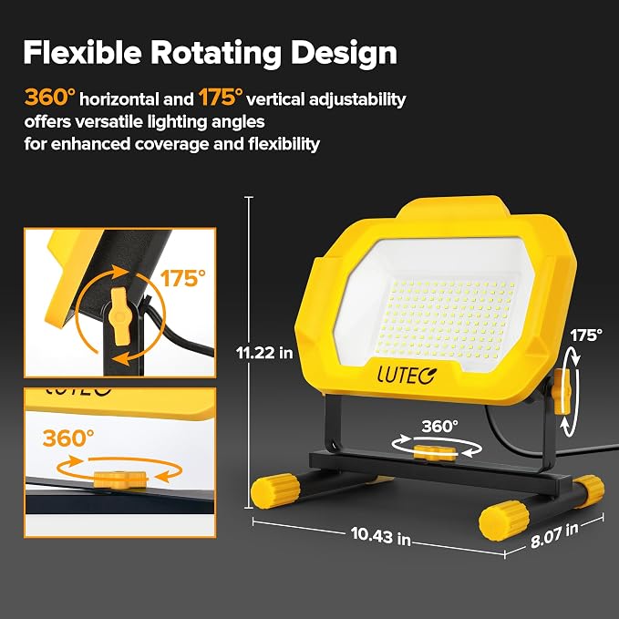 LUTEC 12500 Lumen LED Work Light, Dimmable Flood Lights - Image 4
