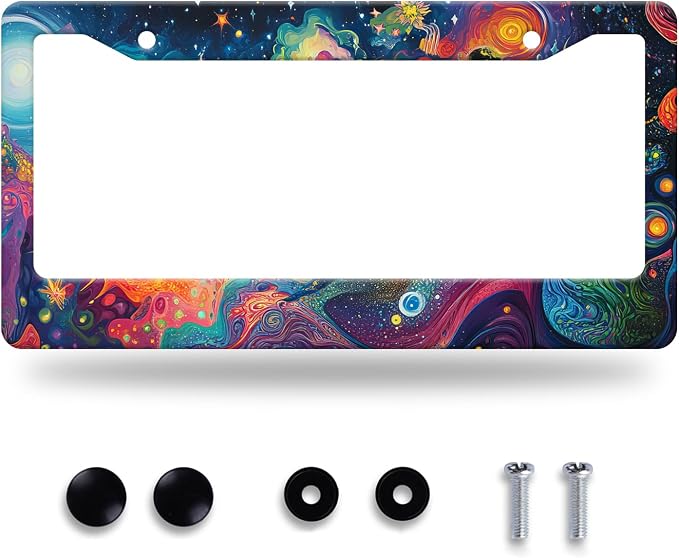 Abstract Galaxy License Plate Frame Starry Sky License Plate Stainless Steel by GORSNKYE