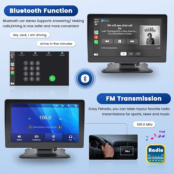 Portable Carplay Screen for Car, GPS Navigation, Mirror Link for All Vehicles - Image 4