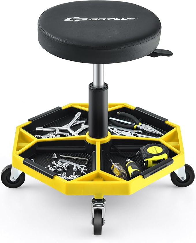 Goplus Mechanic Stool, Rolling Garage Chair by Goplus