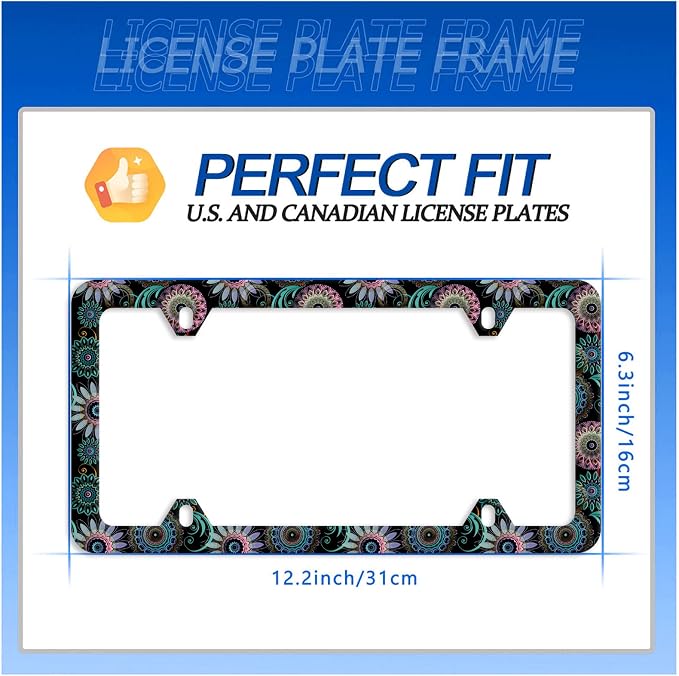 Mandala Flower License Plate Frame License Plate Stainless Steel Parts Funny - Image 7