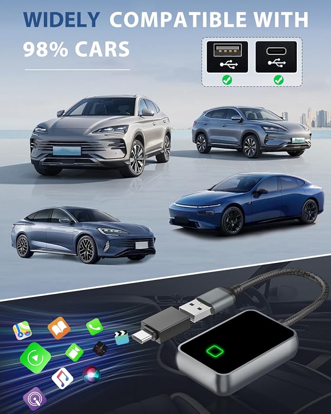 Wireless Carplay Adapter for iPhone, Converts Wired CarPlay to Wireless - Image 6