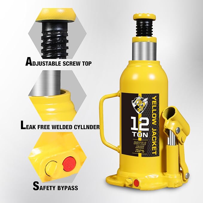 YELLOW JACKET 12 Ton Muti-Directional Welded Bottle Jack, Horizontal Bottle - Image 4