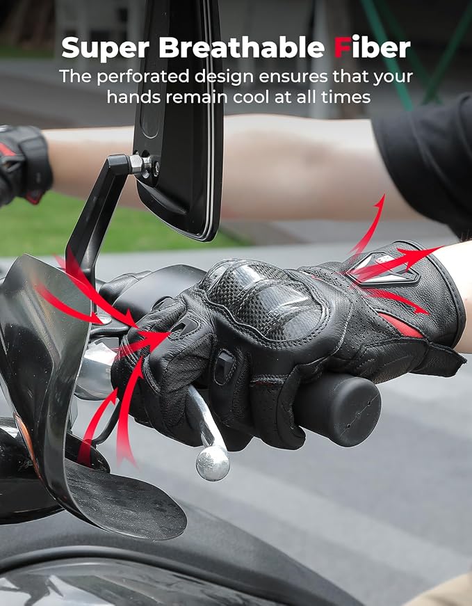 KEMIMOTO Sheepskin Leather Motorcycle Gloves - Image 4