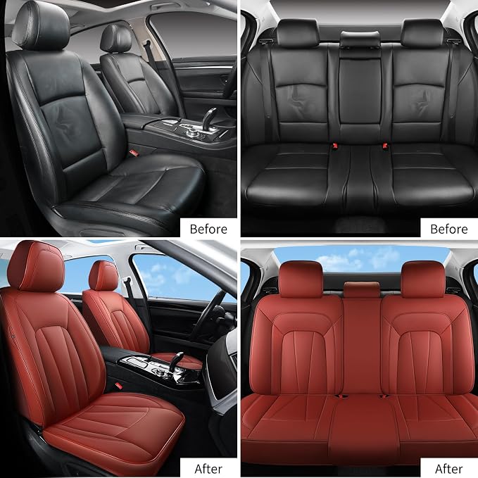 Car Seat Covers Full Set, Leather Automotive Seat Covers, Breathable Waterproof - Image 6