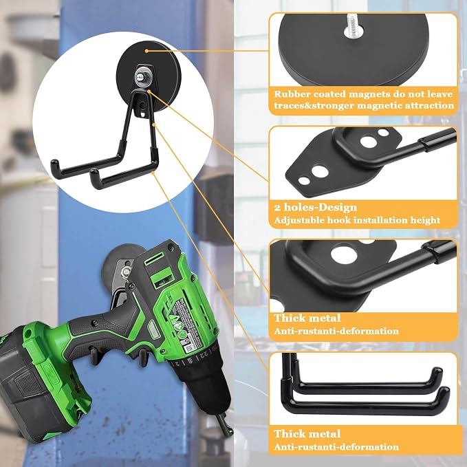 MIN CI 2 Pack Magnetic Hooks, 3.46" Heavy Duty, Neodymium & Rubber, 35 lbs Max - Image 3