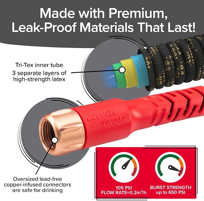 Pocket Hose Copper Head w/New Pocket Pivot Expandable Garden Hose 50 FT - Image 4