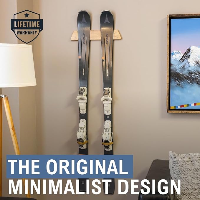 StoreYourBoard Minimalist Wood Ski Rack – Vertical Ski Storage Holder - Image 2