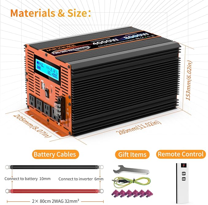 4000 Watt Pure Sine Wave Power Inverter 24V DC to 110V 120V Converter - Image 7