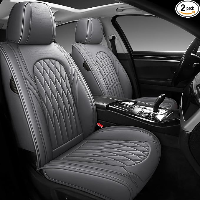 WELLDO Car Seat Covers Front Seats, Leather Seat Covers by WELLDO