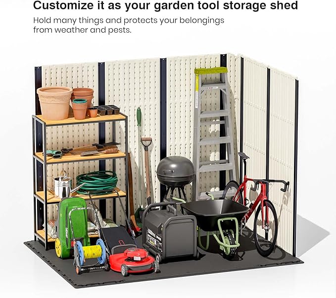 Patiowell 8x6 FT Outdoor Storage Shed, Plastic Shed Resin Garden Shed - Image 6