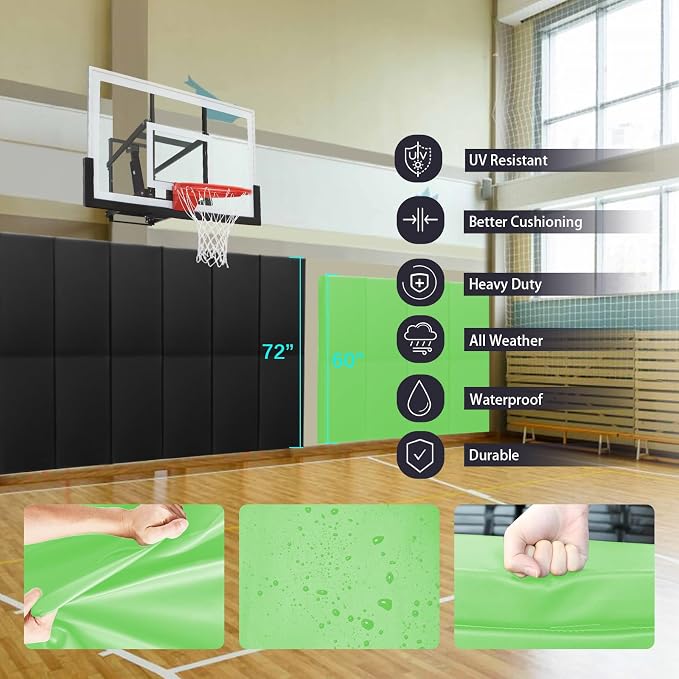 PROGOAL 60"/72" High Gym Wall Padding 2"/4" Thick Foam Basketball Court Wall - Image 4