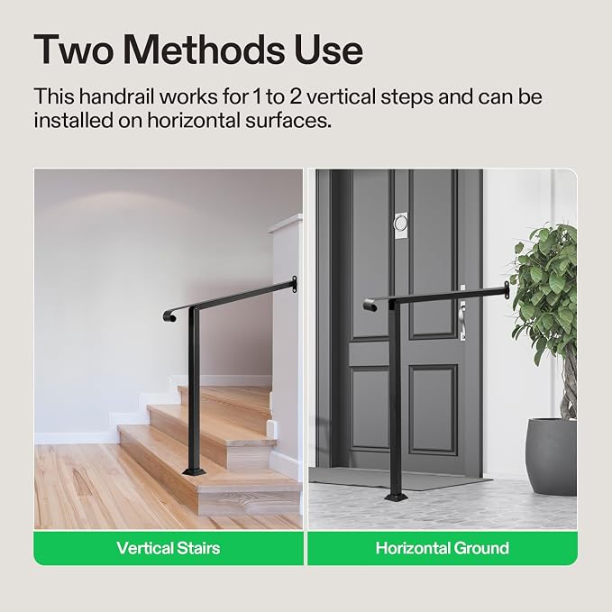VIVOSUN Outdoor Handrail, 2 Step Stair Handrail, 31.5" x 39" Fits 1 to 2 Steps - Image 6