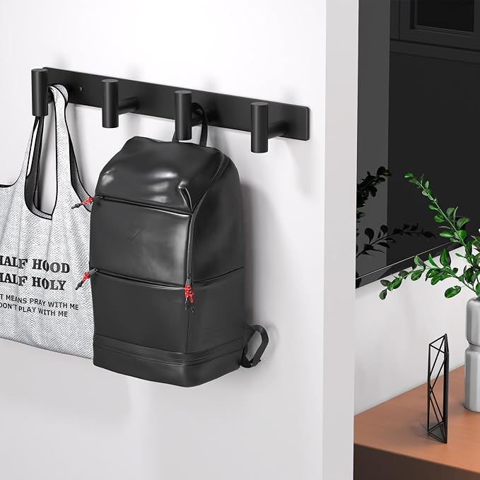 Wall Mounted Coat Rack-4 Hooks, Heavy Duty Stainless Steel Hook Rail - Image 5