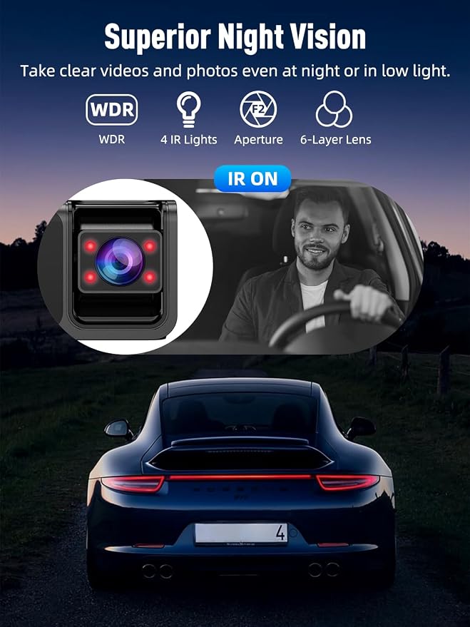 3 Channel 5G WiFi Dash Cam, 4K+1080P+1080P Dash Cam Front and Rear Inside - Image 7