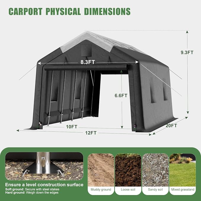 Carport Canopy 12x20FT Heavy Duty - Image 7