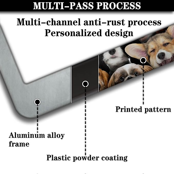 License Plate Frames Multicolor Custom License Plate Frame Dogs Collection - Image 5